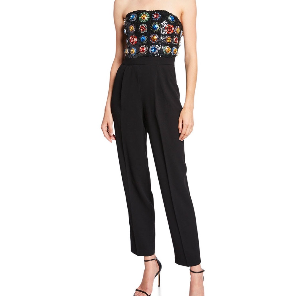 ALICE + OLIVIA Embellished Strapless Jumpsuit